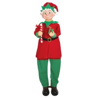 Lutin de Noël animé sonore décoration Noël 113 cm