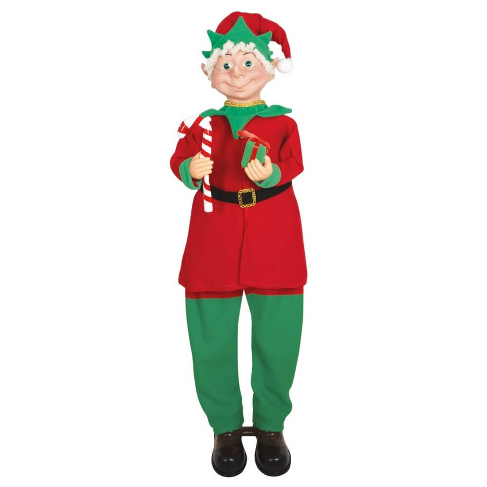 Lutin de Noël animé sonore décoration Noël 113 cm