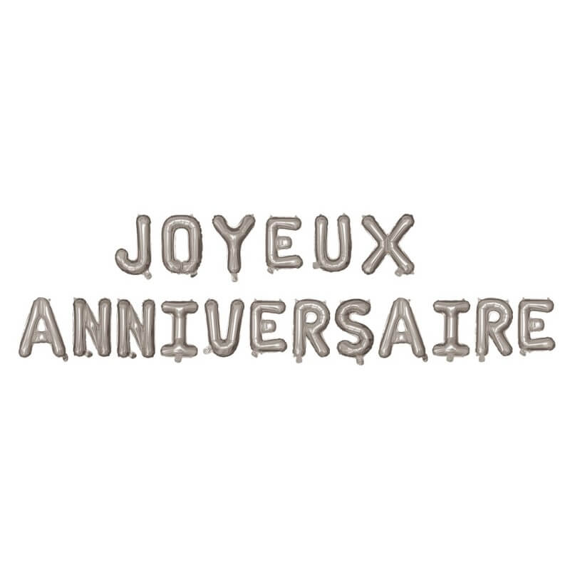 Ballon aluminium Joyeux Anniversaire argent – 30 cm – Gonflage air - 19010 - Ballons aluminium