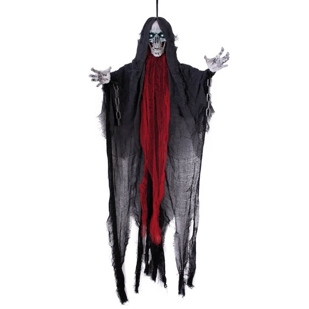 Faucheuse dansante animée Halloween à suspendre lumineuse sonore 120 cm