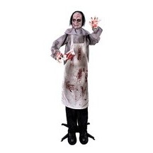 Automate boucher double tête animé Halloween lumineux sonore 180 cm