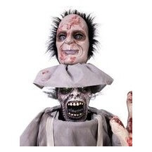 Automate boucher double tête animé Halloween lumineux sonore 180 cm