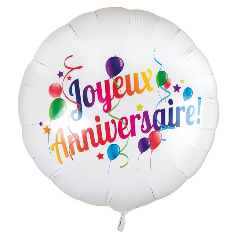 Ballon aluminium Joyeux Anniversaire 40 cm – Air ou hélium - 19010 - Ballons aluminium