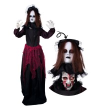 Automate poupée double tête animé Halloween lumineux sonore 180 cm