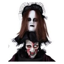 Automate poupée double tête animé Halloween lumineux sonore 180 cm