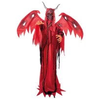 Diable animé Halloween lumineux sonore sur pied 180 cm
