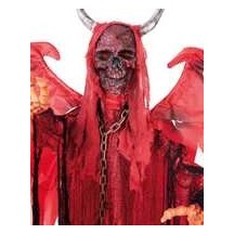 Diable animé Halloween lumineux sonore sur pied 180 cm