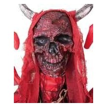 Diable animé Halloween lumineux sonore sur pied 180 cm