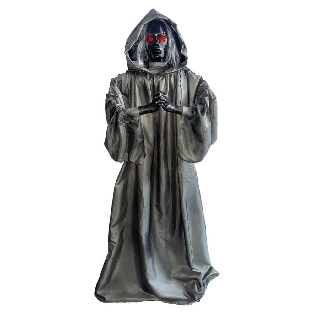 Prêtresse double visage animée Halloween lumineuse sonore 165 cm