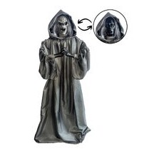 Prêtresse double visage animée Halloween lumineuse sonore 165 cm