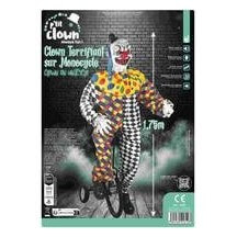 Clown terrifiant animé Halloween sur monocycle lumineux sonore 175 cm