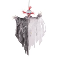Clown de l'horreur animé Halloween à suspendre lumineux sonore 60 cm