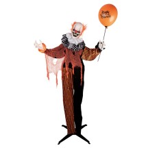 Clown maléfique animé Halloween lumineux sonore 166 cm