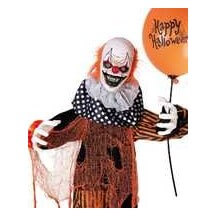 Clown maléfique animé Halloween lumineux sonore 166 cm