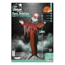 Clown maléfique animé Halloween lumineux sonore 166 cm