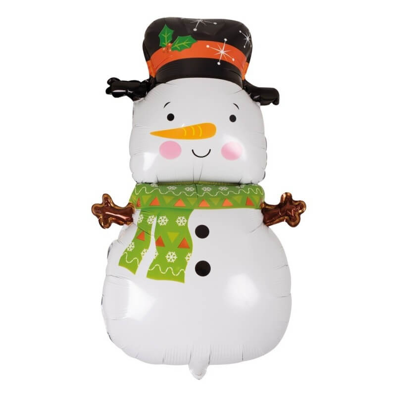 Ballon aluminium Noël – Bonhomme de neige – 40 x 60 cm – Air ou hélium - 19115 - Ballons aluminium