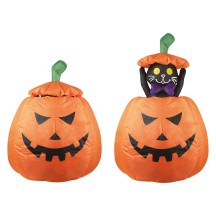 Citrouille gonflable Halloween avec chat lumineuse 120 cm