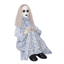 Poupée angoissante animée Halloween lumineuse sonore 64 cm