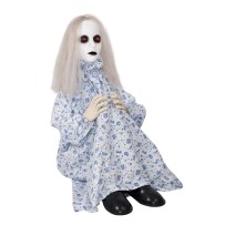 Poupée angoissante animée Halloween lumineuse sonore 64 cm
