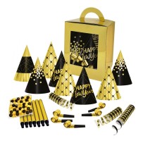 Kit Cotillons Or et Noir – Boîte 10 Personnes - 23823 - Cotillons