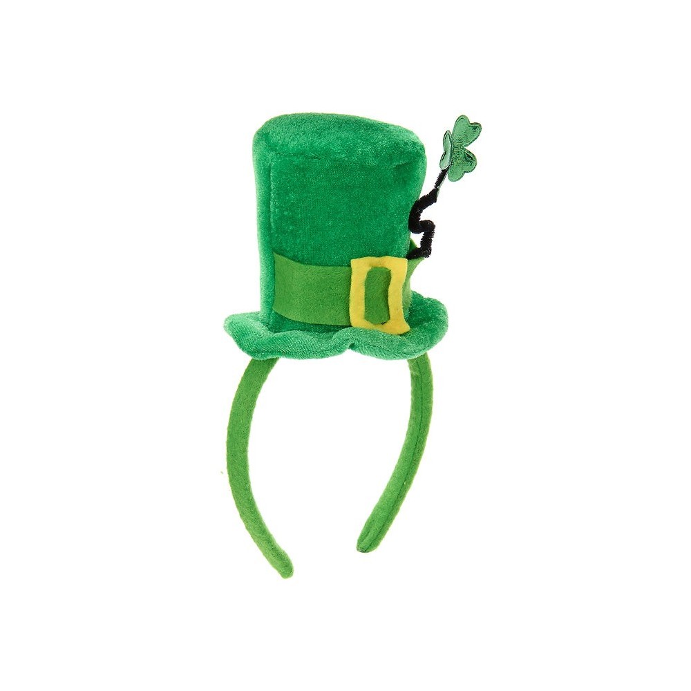 Serre-tête mini chapeau tige trèfle femme Saint Patrick