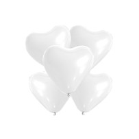 Lot de 5 ballons cœur blanc 26 cm – Latex biodégradable – Air ou hélium - 36428BL - Ballons latex