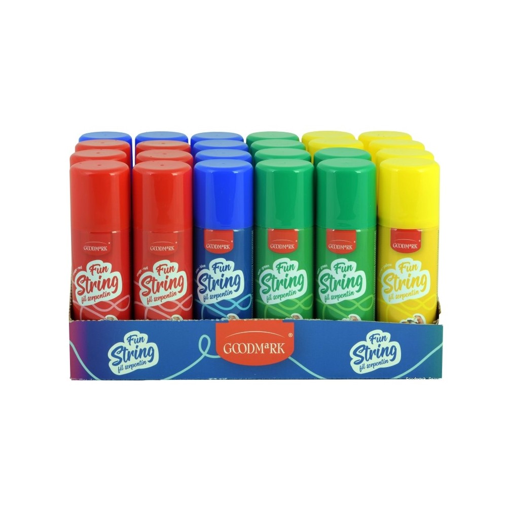 Bombe fils serpentins 70 ml couleurs assorties pas cher | Fiesta Factory