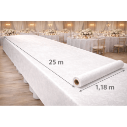 Nappe papier damassée blanche – Rouleau 25 m - 147101 - Nappes damassées