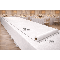 Nappe papier damassée blanche – Rouleau 25 m - 147101 - Nappes damassées