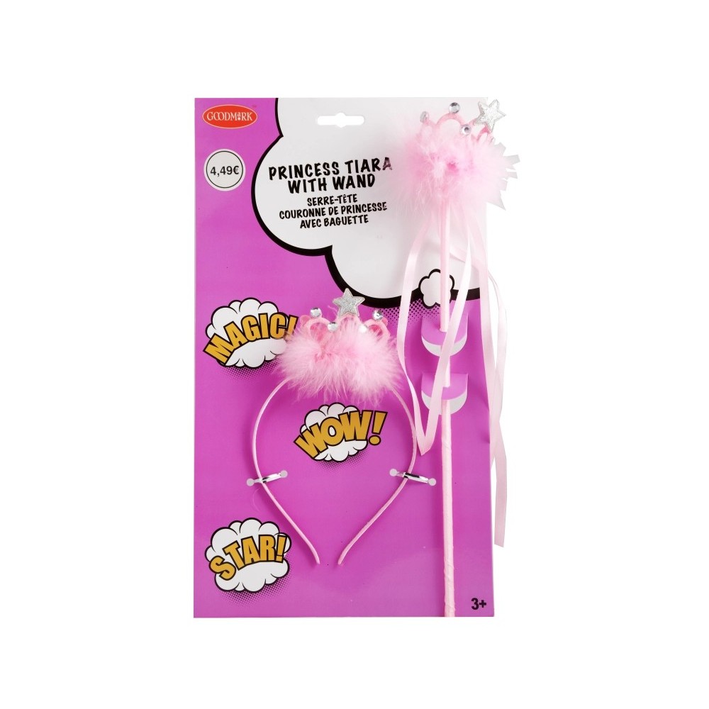 Diadème et baguette princesse rose pas cher | Fiesta Factory