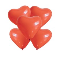 Lot de 5 ballons cœur rouge 26 cm – Latex biodégradable – Air ou hélium - 36428RG - Ballons latex