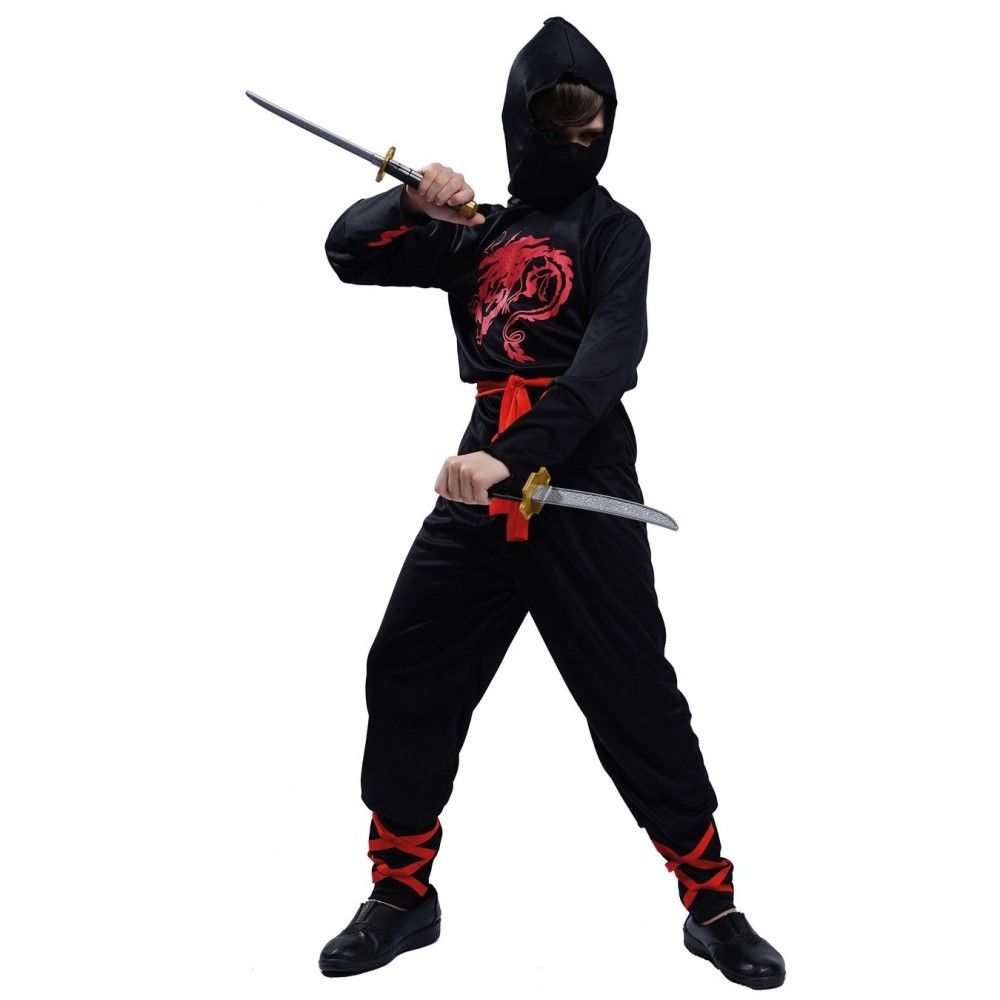 Costume Ninja Enfant Pas Cher Noir Rouge – Déguisement Fiesta Factory