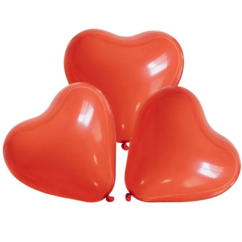 Lot de 3 ballons XL cœur rouge 45 cm – Latex biodégradable – Air ou hélium - 36428RG - Ballons latex