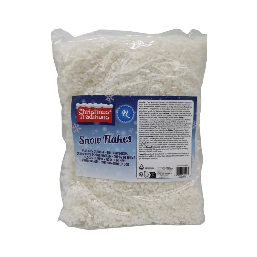 Flocons neige artificielle 4L biodégradable pas cher | Fiesta Factory