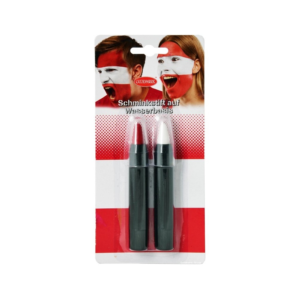 Crayons de maquillage twistables Autriche – Supporter rouge blanc pas cher - 02021164 - Maquillage en Tube & Palettes