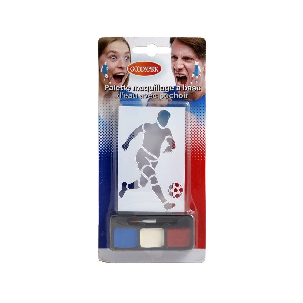 Set maquillage avec pochoirs France – Supporter bleu blanc rouge pas cher - 02021166-NF - Kits Maquillage