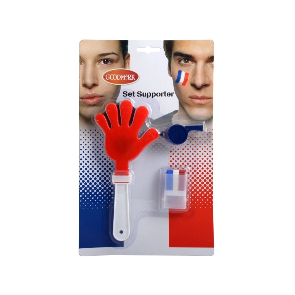 Kit supporter France 3-en-1 stick + accessoires – Bleu blanc rouge pas cher - 02021172-NF - Pinceaux & Accessoires de Maquillage