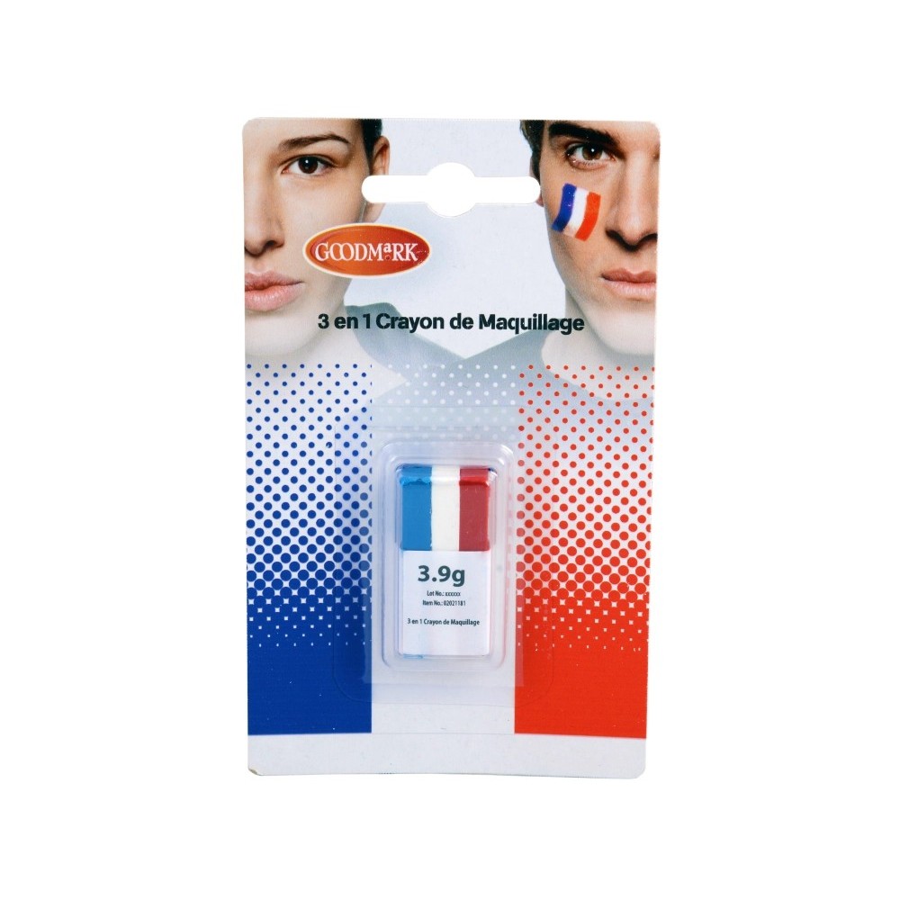 Mini crayon maquillage 3-en-1 France – Bleu blanc rouge pas cher - 02021181-NF - Maquillage en Tube & Palettes