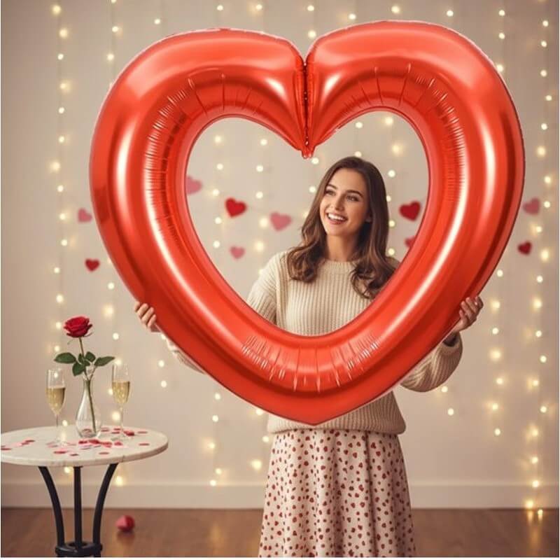 Ballon cœur aluminium rouge 82 x 75 cm – Air ou hélium - 36542 - Ballons aluminium
