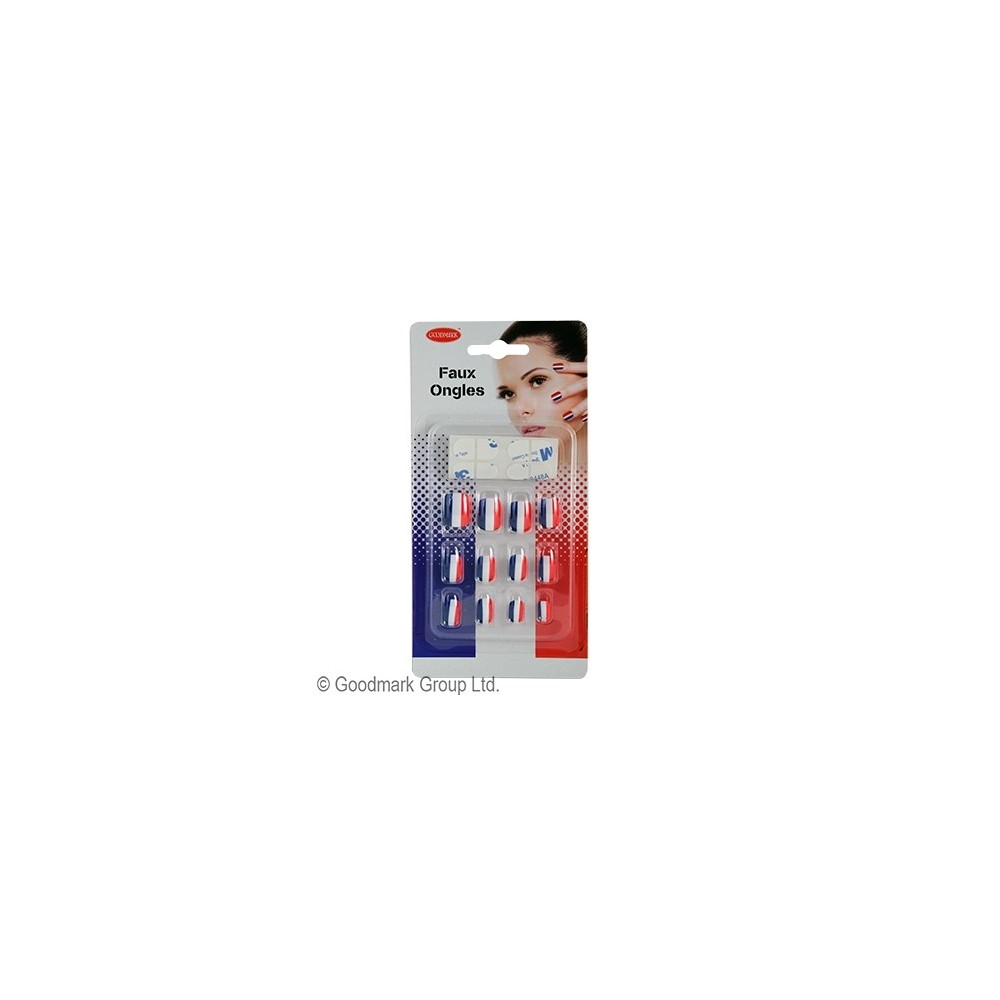 Faux ongles supporter France pas cher – Nail art bleu blanc rouge | Fiesta Factory