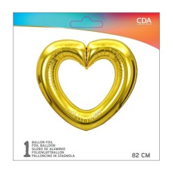 Ballon cœur aluminium or 82 x 75 cm – Air ou hélium - 49034 - Ballons aluminium