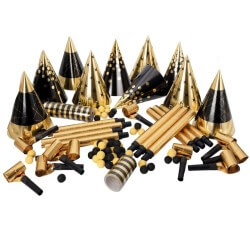 Kit Cotillons Or et Noir – Sachet 10 Personnes - 24359 - Cotillons