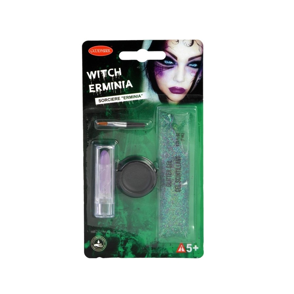Kit maquillage sorcière Halloween Erminia pas cher | Fiesta Factory