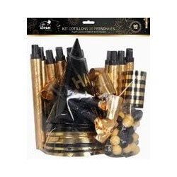 Kit Cotillons Or et Noir – Sachet 10 Personnes - 24359 - Cotillons