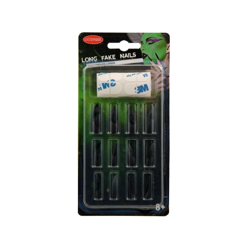 Faux ongles noirs Halloween longs pas cher | Fiesta Factory