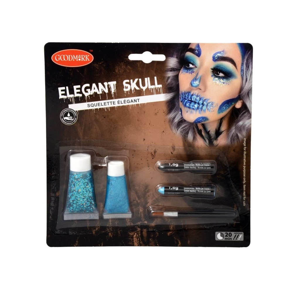 Kit maquillage skull élégant Halloween pas cher | Fiesta Factory