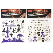 Tatouages métalliques Halloween lot de 2 pas cher – Fiesta Factory