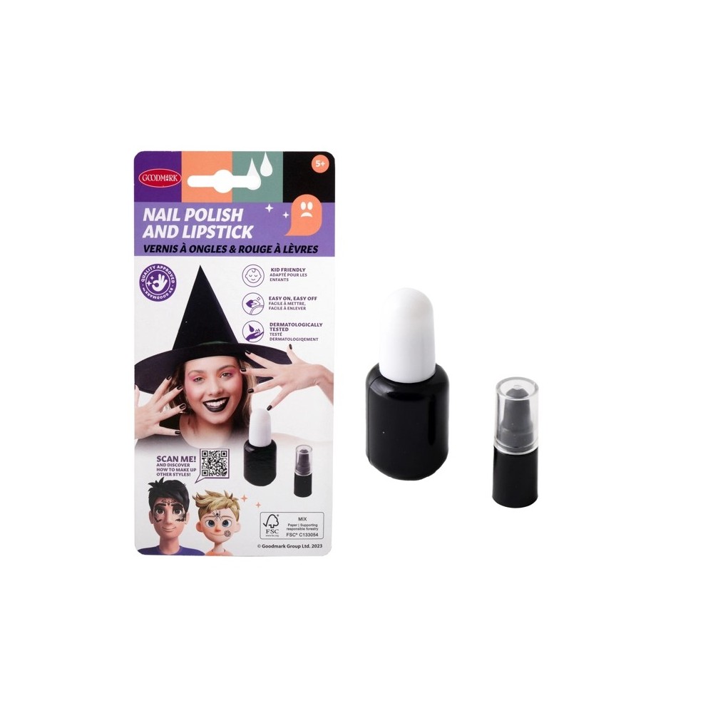 Vernis noir 8ml et rouge à lèvres Halloween pas cher – Fiesta Factory