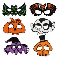 Loup Halloween tissu pas cher – masque déguisement modèle aléatoire