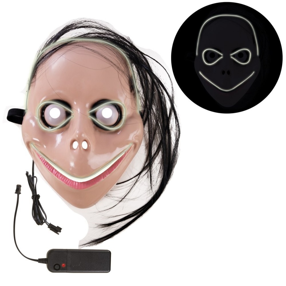 Masque lumineux Momo adulte – déguisement Halloween effrayant LED